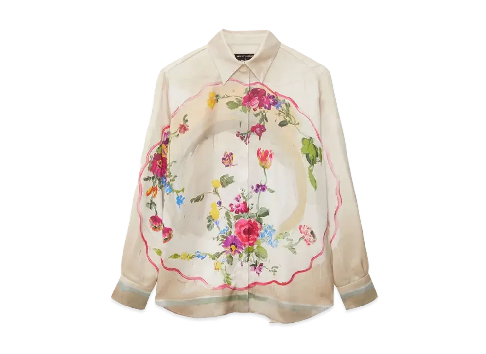 MSGM Fluid Satin Shirt With Plates Print "White"