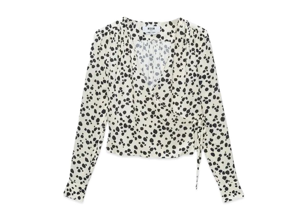 MSGM Fluid Viscose Print Blouse "White"