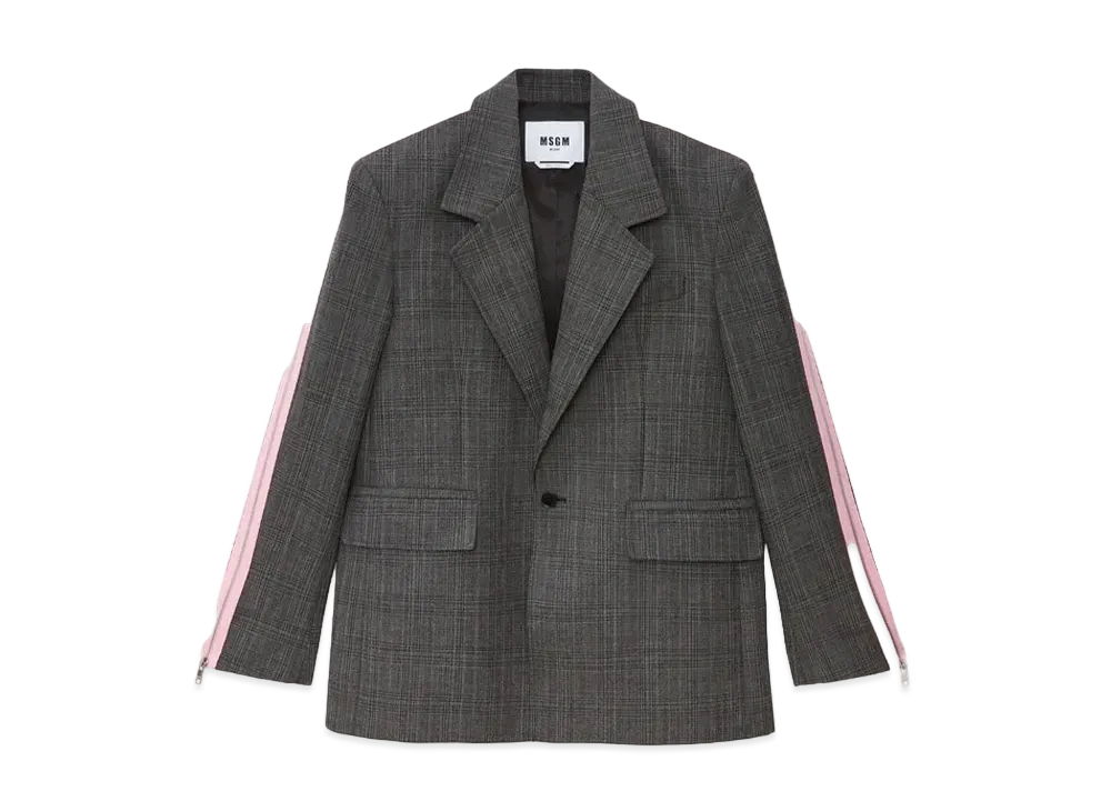 MSGM Tailoring Wool Prince Of Wales Jacket "Gray"