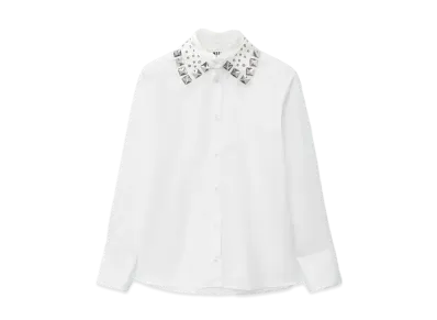 MSGM Poplin Shirt With Removable Collar "White"