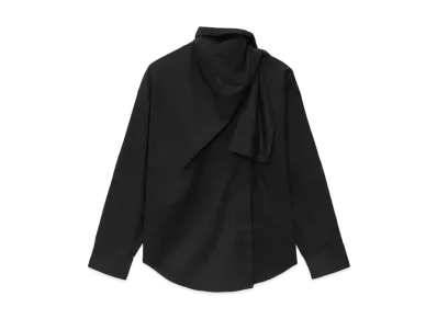 MSGM Poplin Shirt With Sashed Collar "Black"
