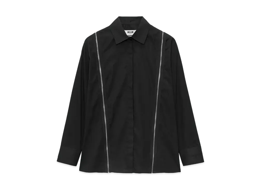 MSGM Poplin Shirt With Zippers "Black"