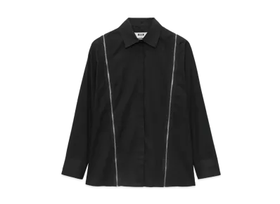 MSGM Poplin Shirt With Zippers "Black"