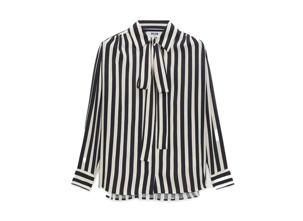 MSGM Satin Striped Print Shirt "Black"