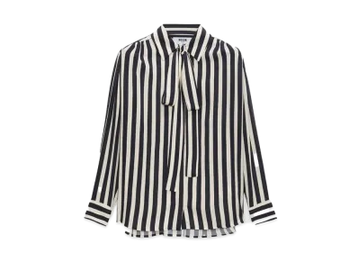 MSGM Satin Striped Print Shirt "Black"