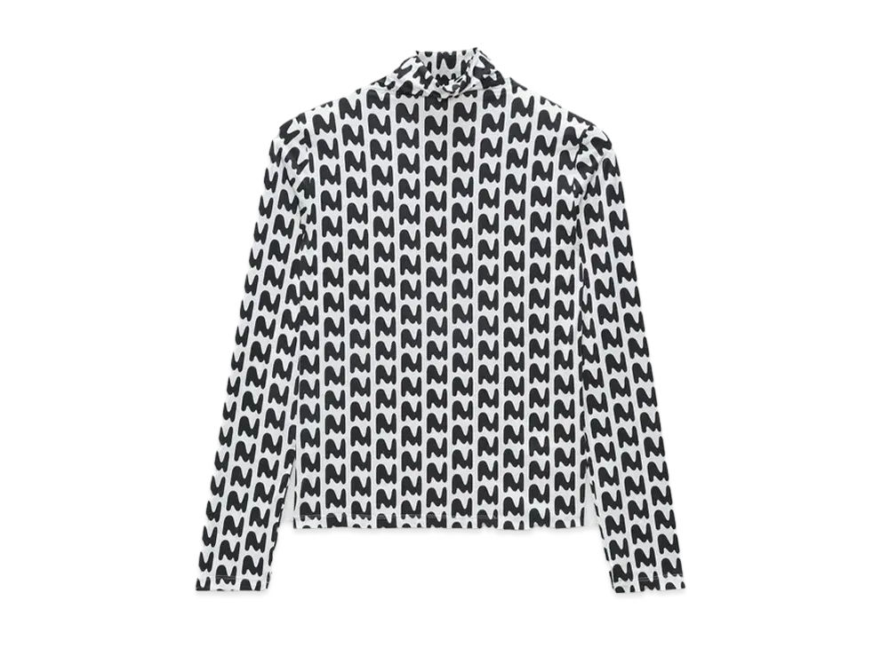 MSGM Stretch Fabric Shirt With Themwave Motif "Black"