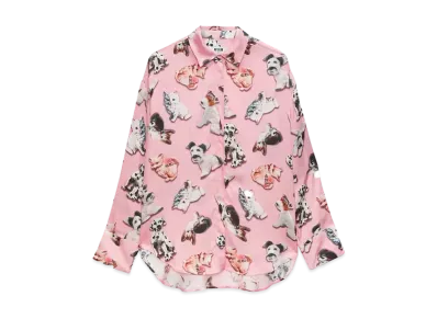 MSGM Viscose Shirt With Ceramic Puppies Print "Pink"