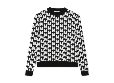 MSGM Black And White Sweater With "Themwave" Pattern "Black"