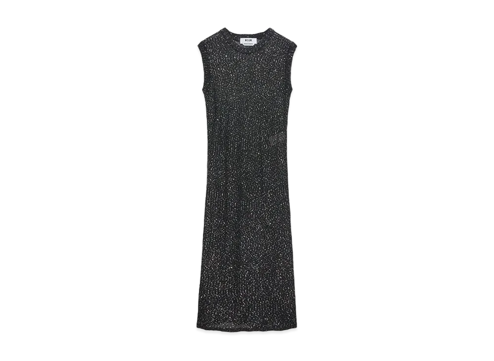 MSGM Glitter Knit Midi Dress "Black"