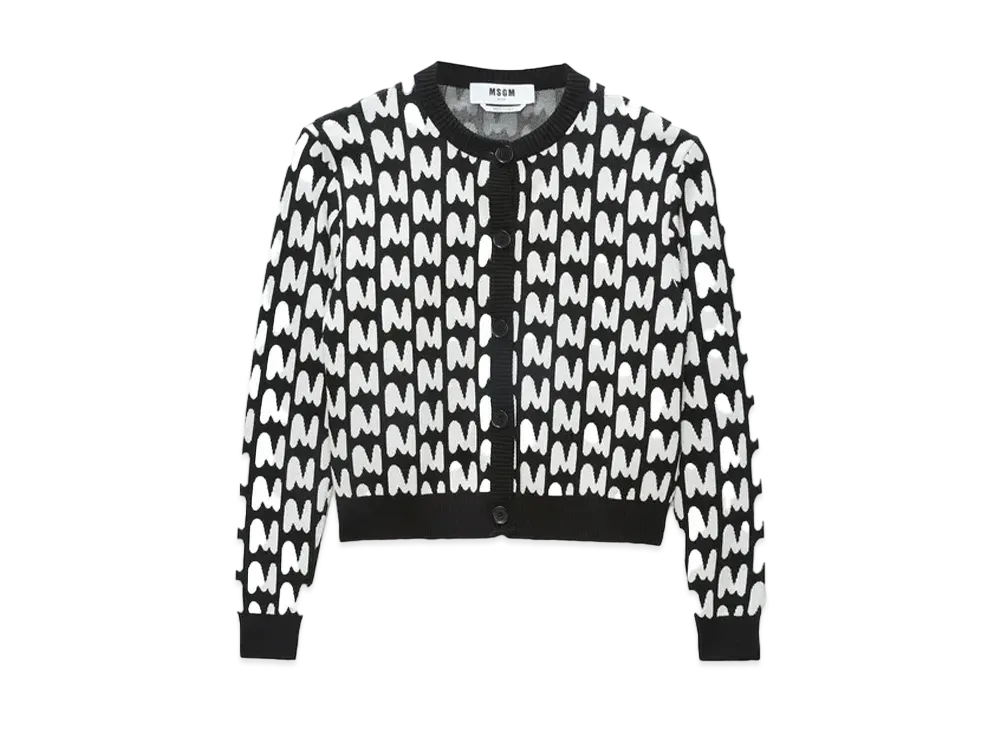 MSGM Jacquard "Themwave" Cardigan "Black"
