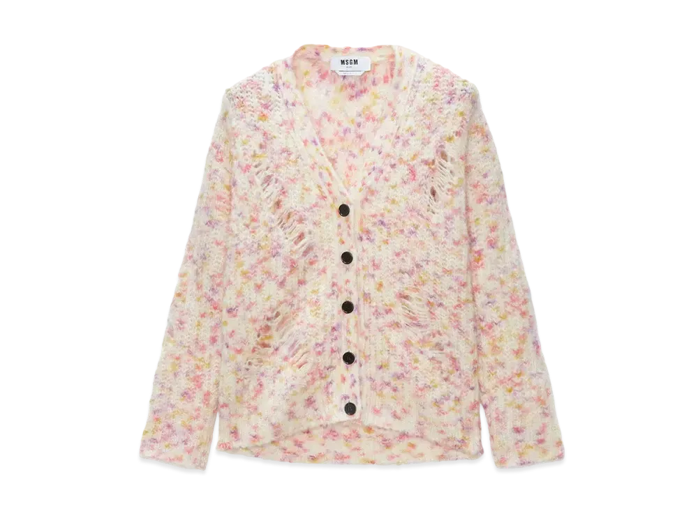 MSGM Multicolor Alpaca And Wool Cardigan "Pink"