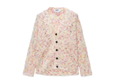 MSGM Multicolor Alpaca And Wool Cardigan "Pink"