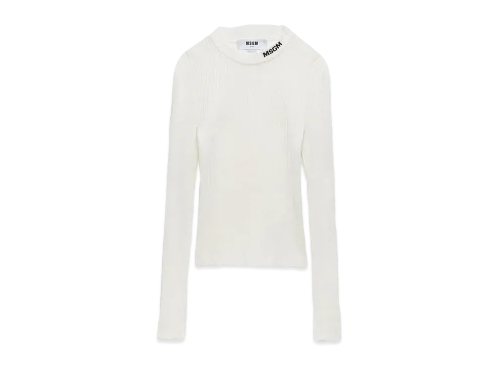 MSGM Stretch Ribbed Viscose Sweater "White"