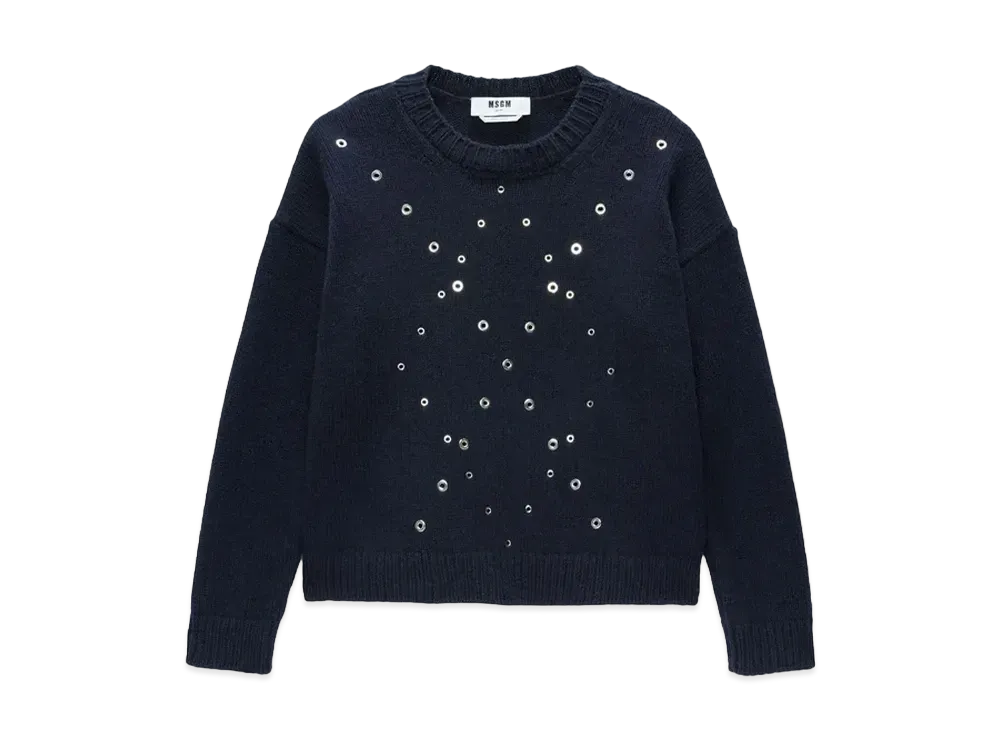 MSGM Wool And Cashmere Sweater With Studs "Black"