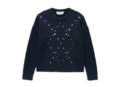 MSGM Wool And Cashmere Sweater With Studs "Black"