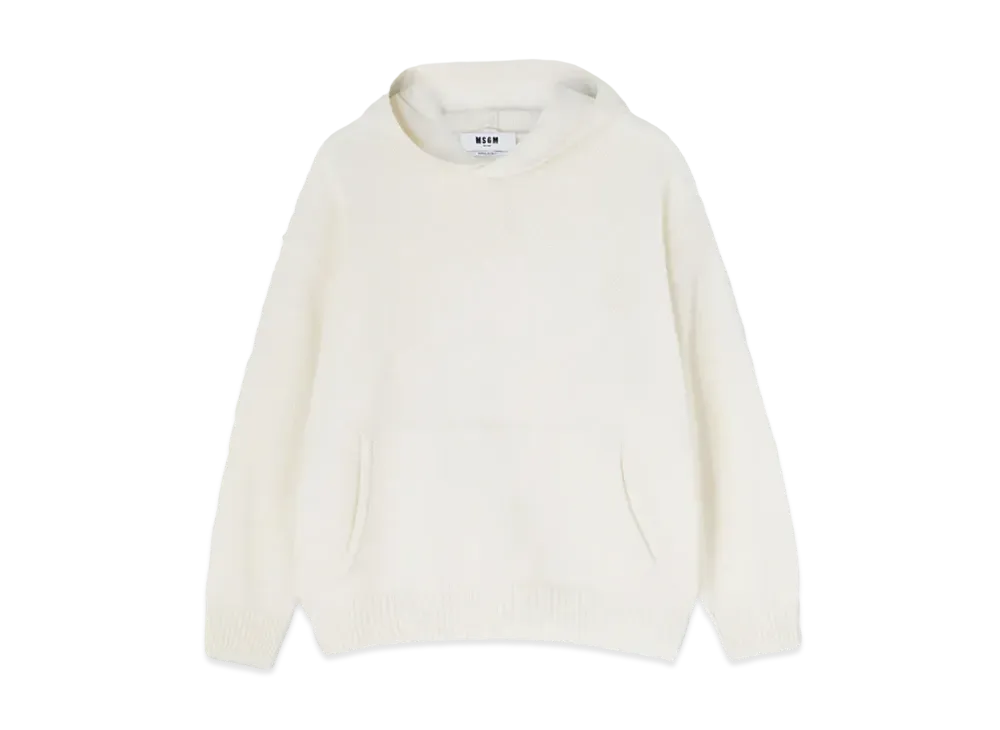 MSGM Cable Color-Block Cashmere Blend Crewneck Sweater "White"
