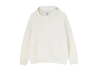 MSGM Cable Color-Block Cashmere Blend Crewneck Sweater "White"