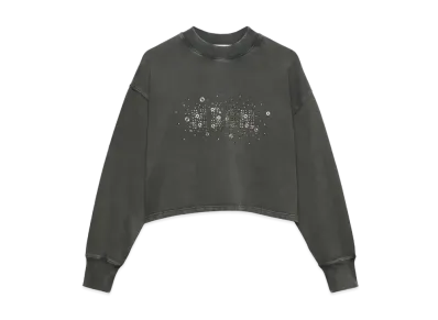 MSGM Pre-Washed Effect Crop Sweatshirt With Studs "Black"