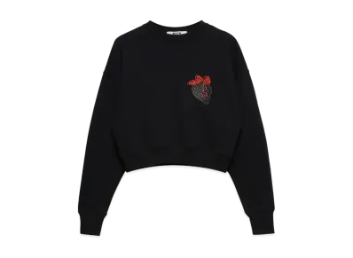 MSGM Navy Blue Jersey Sweatshirt With Tough Strawberries Application "Black"