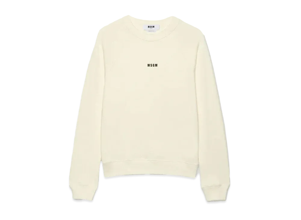 MSGM Cream Jersey Sweatshirt With Micro Logo "White"