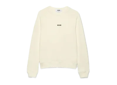 MSGM Cream Jersey Sweatshirt With Micro Logo "White"
