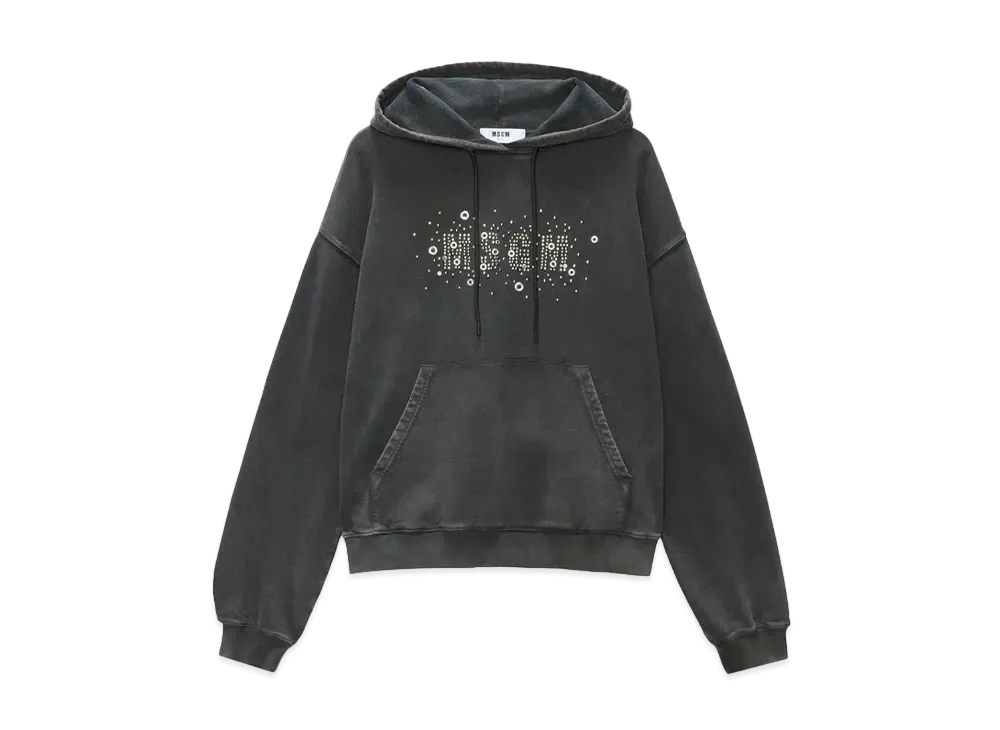 MSGM Pre-Washed Jersey Sweatshirt With Studded Logo "Black"