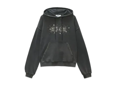 MSGM Pre-Washed Jersey Sweatshirt With Studded Logo "Black"