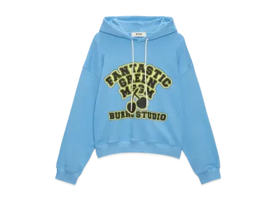 MSGM Organic Cotton Fantastic Green Burro Studio Light Blue Hooded-Sweatshirt "Light Blue"