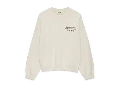MSGM Organic Cotton Fantastic Green Burro Studio Beige Sweatshirt "White"
