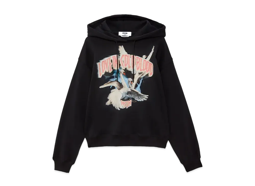 MSGM Jersey Sweatshirt With Graphic Print "Black"