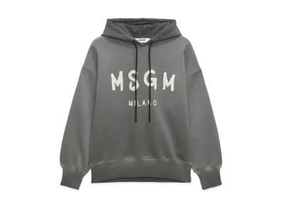 MSGM Jersey Sweatshirt With Brushstroke Logo "Gray"