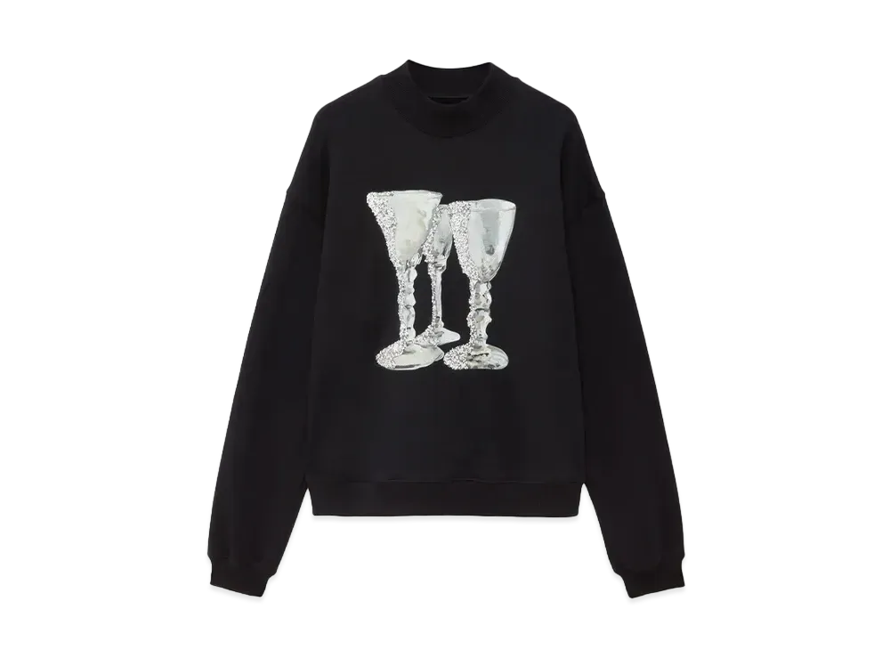 MSGM Jersey Sweatshirt With "Glasses" Print "Black"