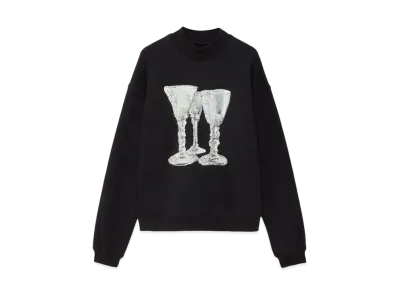 MSGM Jersey Sweatshirt With "Glasses" Print "Black"