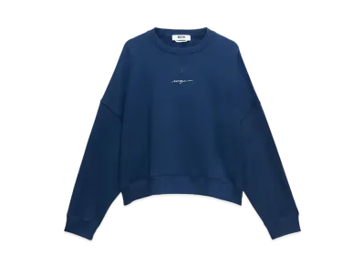 MSGM Blue Jersey Sweatshirt With Mirco Logo Print "Navy"