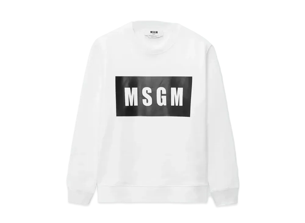 MSGM Crew Neck Cotton Sweatshirt In A Solid Colour "White"