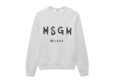 MSGM Crew Neck Cotton Sweatshirt With A Brushed Logo "Gray"