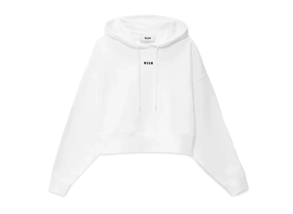 MSGM Cotton Sweatshirt With Hood And Micro Logo "White"