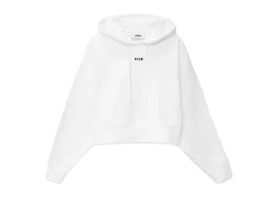 MSGM Cotton Sweatshirt With Hood And Micro Logo "White"