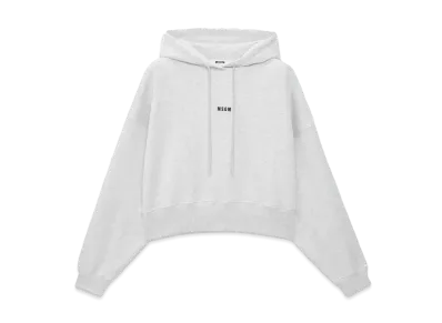 MSGM Cotton Sweatshirt With Hood And Micro Logo "Gray"