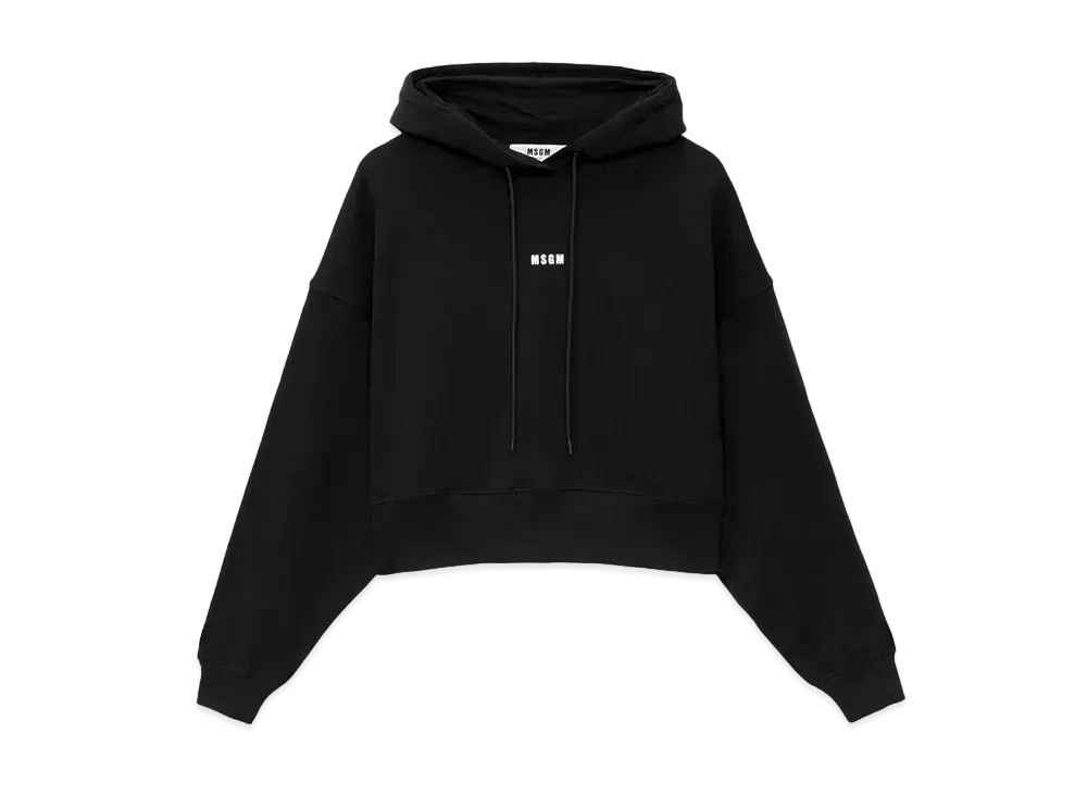 MSGM Cotton Sweatshirt With Hood And Micro Logo "Black"