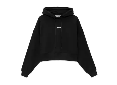 MSGM Cotton Sweatshirt With Hood And Micro Logo "Black"