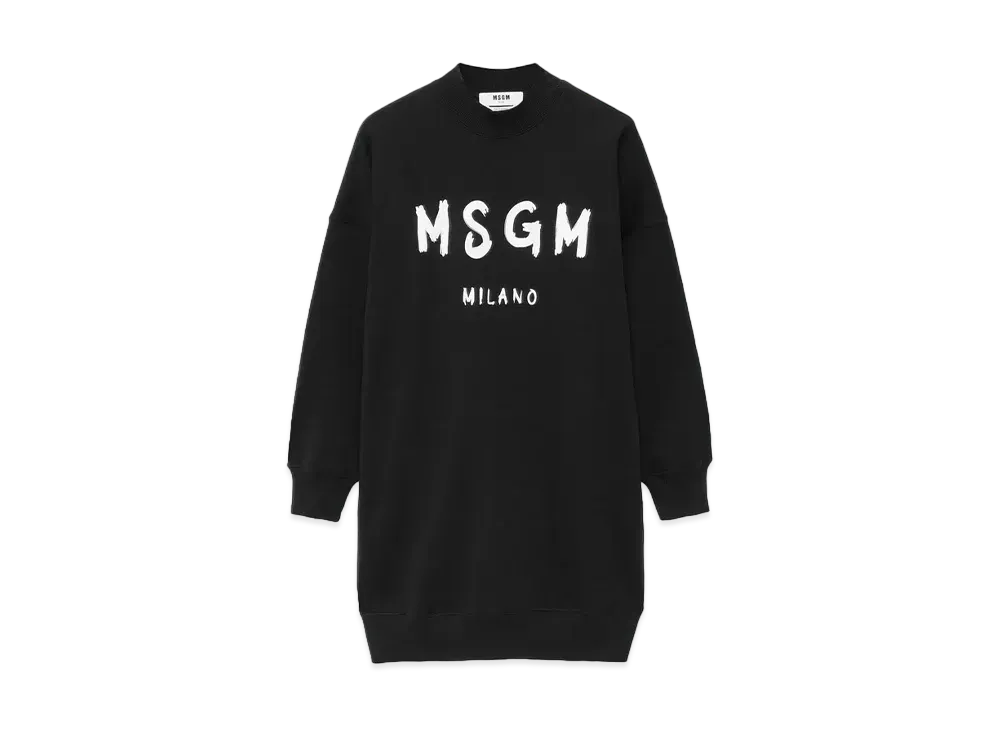 MSGM Cotton Dress With Brushed Logo "Black"