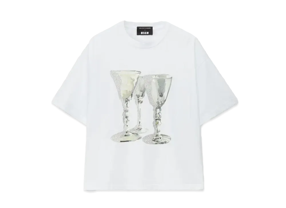 MSGM Jersey T-Shirt With Glasses Print "White"