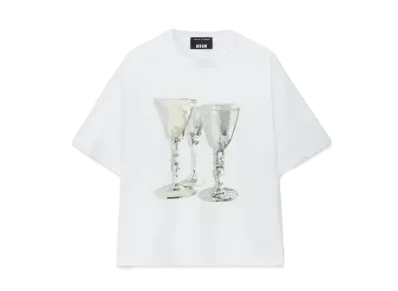 MSGM Jersey T-Shirt With Glasses Print "White"