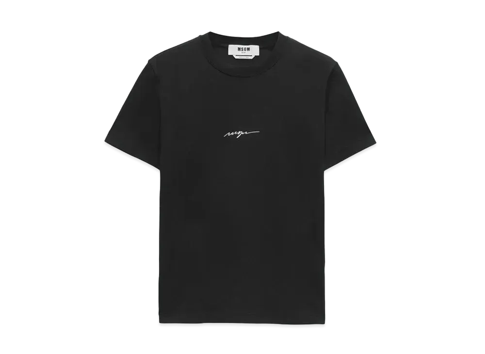 MSGM Jersey T-Shirt With Cursive Logo "Black"