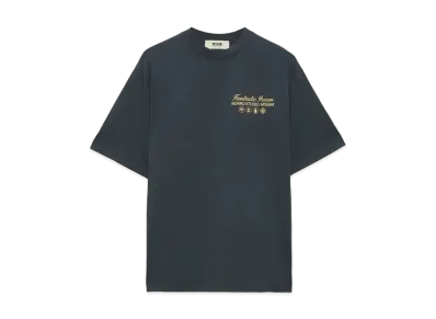 MSGM Organic Cotton Fantastic Green Burro Studio Navy Blue T-Shirt "Navy Blue"
