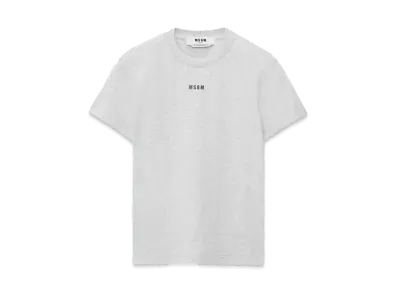 MSGM Cotton T-Shirt With Micro Logo "Gray"