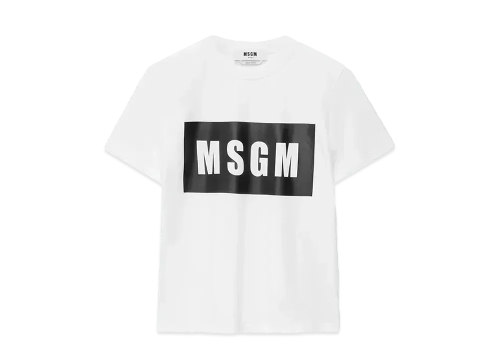MSGM Crew Neck T-Shirt With MSGM Box Logo "White"
