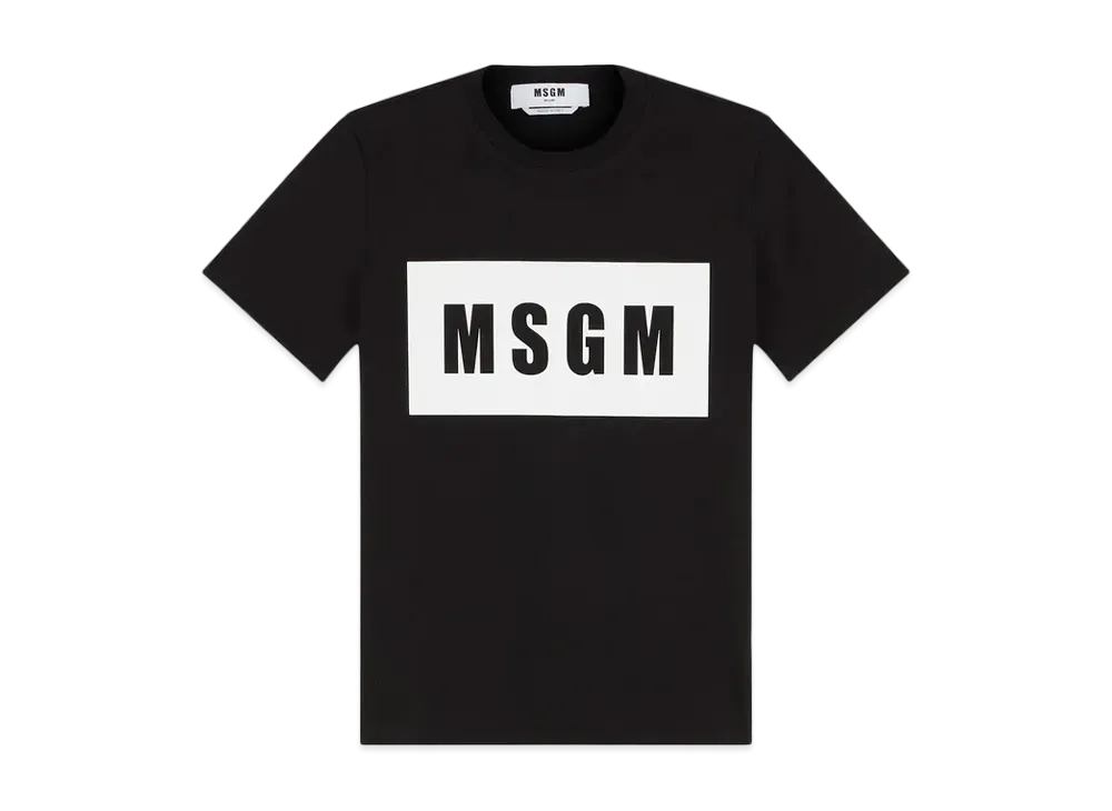 MSGM Crew Neck T-Shirt With MSGM Box Logo "Black"