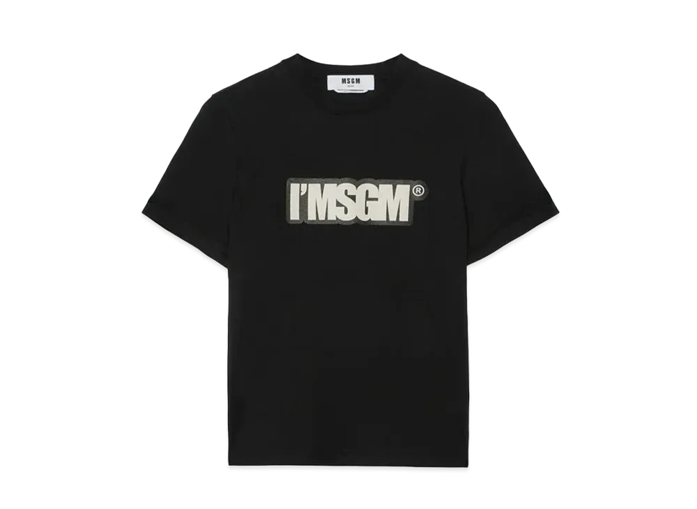 MSGM Jersey T-Shirt With Msgm Logo Print "Black"